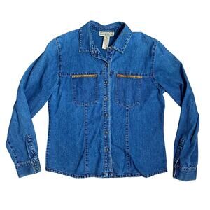Telluride Clothing Co. Womens Classic Denim Button Up Shirt Size 10 Vintage 90s